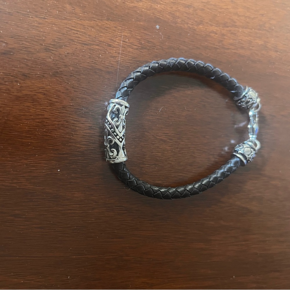 Black Braided Bracelet with Silver Accents